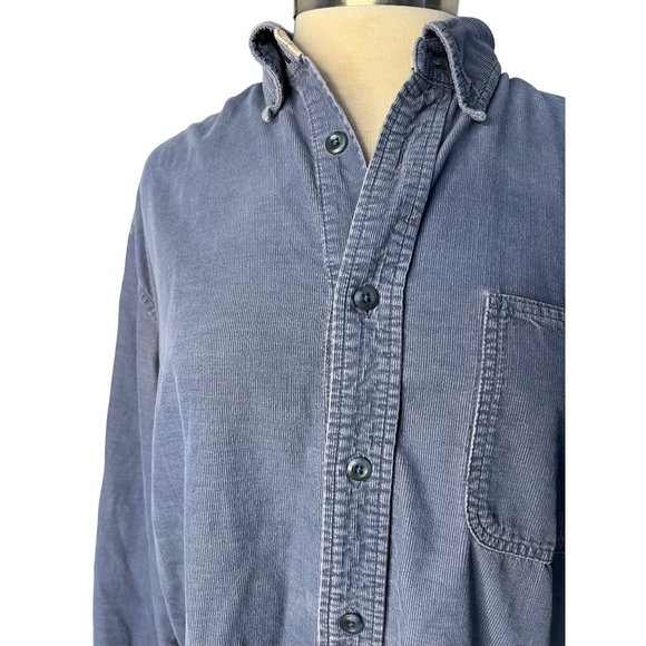 Cambridge Classic Large Blue Men’s Button up Corduroy, Long Sleeve Collar Pocket - Picture 6 of 13